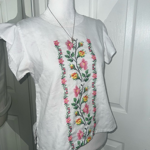Gorgeous Vintage French Style Embroidered Blouse Size S - Picture 2 of 9